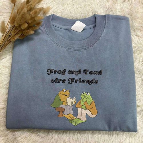 Frog and Toad Together Embroidered Sweatshirt: Vintage Classic Book Shirt Retro Frog Perfect Gift for Her Frog and Toad Together Embroidered Sweatshirt: Vintage Classic Book Shirt Retro Frog Perfect Gift for Her