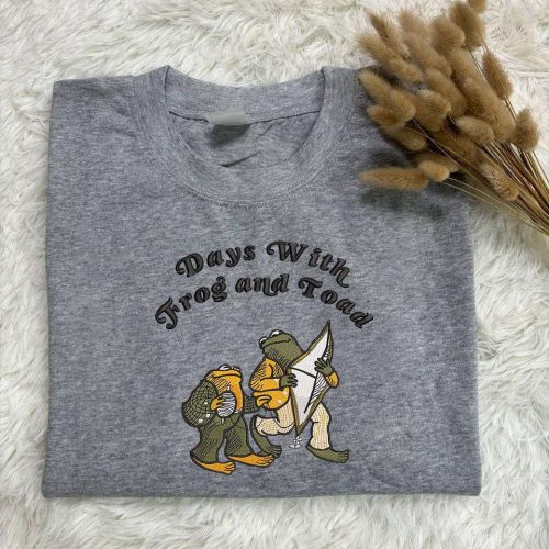 Frog and Toad Together Embroidered Sweatshirt: Vintage Classic Book Shirt Retro Frog Shirt – Perfect Gift for Her!