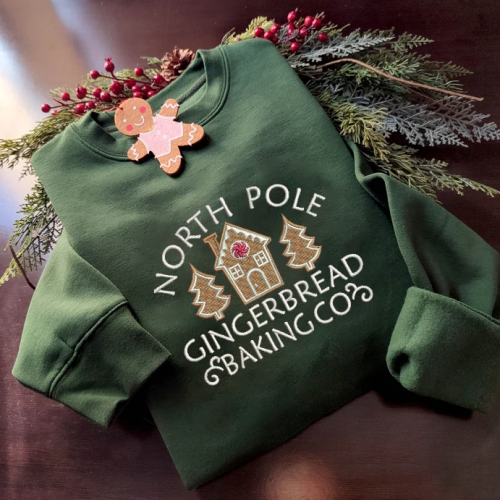 Gingerbread Baking Co Embroidered Crewneck T-Shirt, Sweatshirt for Men Women Sweatshirt