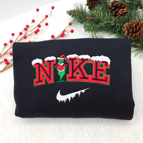 Grinches Christmas Snow Embroidered Crewneck T-Shirt, Sweatshirt for Men Women Sweatshirt