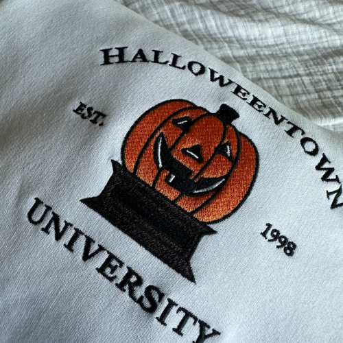 Halloween Town University Embroidered Crewneck T-Shirt, Sweatshirt for Men Women Halloween Shirt, Gift for Men Women