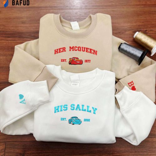 Cartoon Sweatshirts: Mcqueen x Sally Embroidered Couple Christmas Crewneck – Trending Gift EH525-526 H C