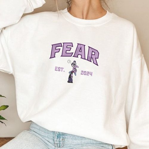 Inside Out Character Embroidered Sweatshirt: Cartoon Movie Shirt for Family Trips & Birthdays Inside Out Character Embroidered Sweatshirt: Cartoon Movie Shirt for Family Trips & Birthdays