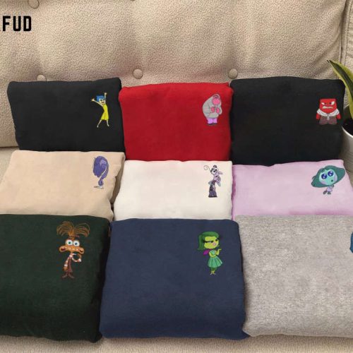 Inside Out Character Embroidered Sweatshirt – Cartoon Movie Shirt for Family Trip & Birthday Gift Inside Out Character Embroidered Sweatshirt – Cartoon Movie Shirt for Family Trip & Birthday Gift