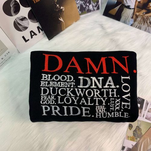 Kendrick Lamar Damn Full Album Embroidered Crewneck T-Shirt, Sweatshirt for Men Women Shirt, Gift for Men Women