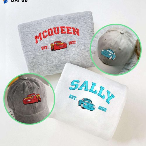 Mcqueen & Sally Combo: Cars Movie Couple Shirt & Hat Perfect Gift for Mom & Dad Family Trip Shirt ESHH001-002 Mcqueen & Sally Combo: Cars Movie Couple Shirt & Hat Perfect Gift for Mom & Dad Family Trip Shirt ESHH001-002