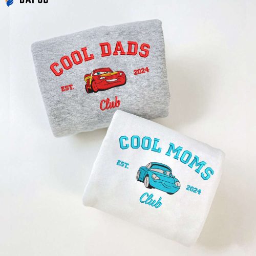 Mcqueen Cool Dads & Sally Cool Moms Club Sweatshirt: Cartoon Embroidered Crewneck – Perfect Mother s Day Gift Mcqueen Cool Dads & Sally Cool Moms Club Sweatshirt: Cartoon Embroidered Crewneck – Perfect Mother s Day Gift