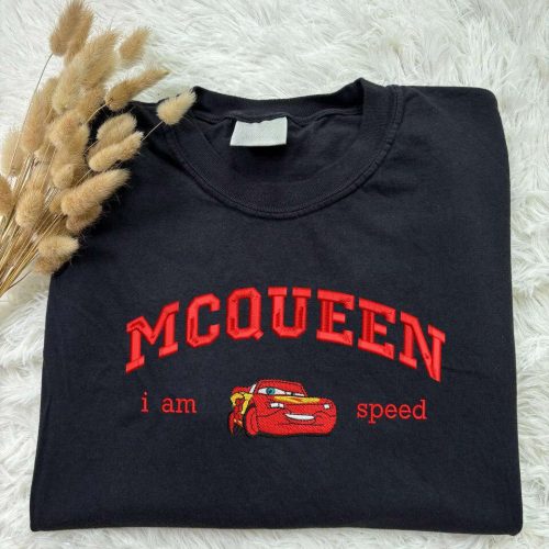 Mcqueen I am Speed Embroidered Tee: Cars Mcqueen Shirt Crewneck Sweater – Perfect Gift for Him Birthday EH328 Mcqueen I am Speed Embroidered Tee: Cars Mcqueen Shirt Crewneck Sweater – Perfect Gift for Him Birthday EH328