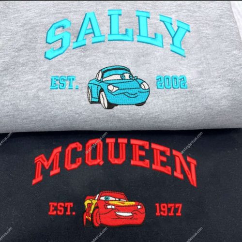 McQueen/Mater/Sally Embroidered Crewneck T-Shirt, Sweatshirt for Men Women Shirt