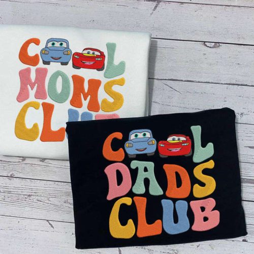 Mcqueen & Sally Cool Dads Club Moms Club Embroidered Sweatshirt – Cartoon Couple Crewneck Mother s Day Gift – ESH273-274