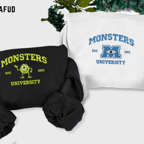 Monster s University Embroidered Sweatshirts: Mike Crewneck Couple Shirt Movie Hoodie Monster s University Embroidered Sweatshirts: Mike Crewneck Couple Shirt Movie Hoodie