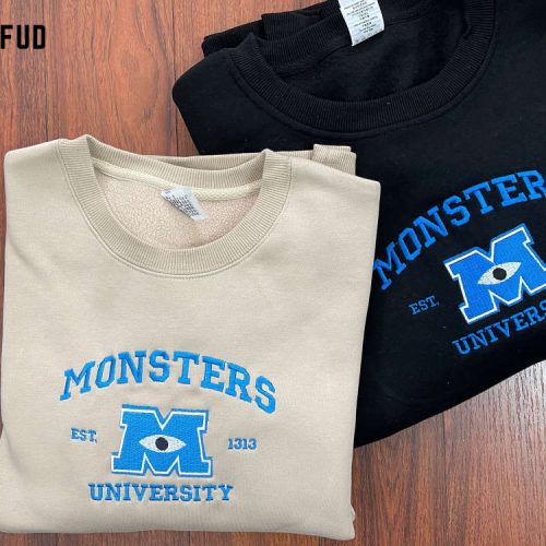 Walle Eve Couple Embroidered Sweater: Trending Cartoon Sweatshirt Vintage Crewneck with Embroidery – Shop Now! Get Trending Monster s University Crewneck Sweatshirts & Hoodies - Movie Shirts with Embroidered Designs!