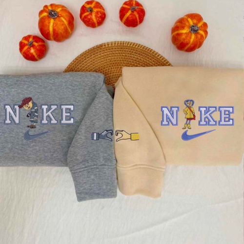 Nike x Matching Coraline and Wybie Embroidered Crewneck T-Shirt, Sweatshirt for Men Women Shirts