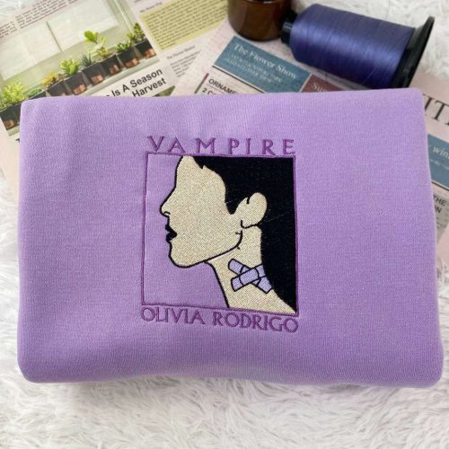 Olivia Rodrigo Vampire Embroidered Crewneck T-Shirt, Sweatshirt for Men Women Shirt