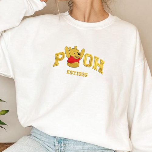 Pooh and Friends Embroidered Sweatshirt – Winnie-the-Pooh Tigger Piglet Eeyore Cartoon Shirt – Perfect Gift for Friends and Bear Lovers – ESH747-750