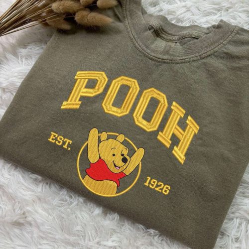 Retro Pooh and Friends Embroidered Tee: Winnie-the-Pooh Tigger Piglet Eeyore Cartoon Shirt – Perfect Gift for Friends EH364-ESH122 Retro Pooh and Friends Embroidered Tee: Winnie-the-Pooh Tigger Piglet Eeyore Cartoon Shirt – Perfect Gift for Friends EH364-ESH122