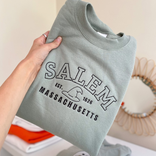 Salem Est 1626 Embroidered Crewneck T-Shirt, Sweatshirt for Men Women Shirt, Gift for Men Women