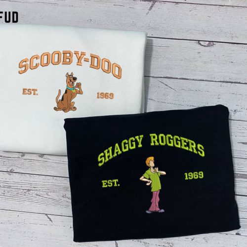 Scooby Doo & Shaggy Embroidered Shirt: Trending Crewneck Couple s Christmas Gift EH304-305 Scooby Doo & Shaggy Embroidered Shirt: Trending Crewneck Couple s Christmas Gift EH304-305