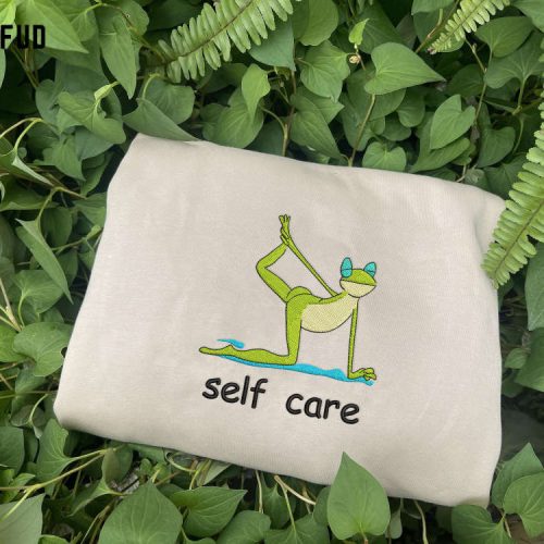 Self Care Frog Embroidered Sweatshirt – Yoga Funny Shirt & Gift For Her ESH029 Self Care Frog Embroidered Sweatshirt – Yoga Funny Shirt & Gift For Her ESH029