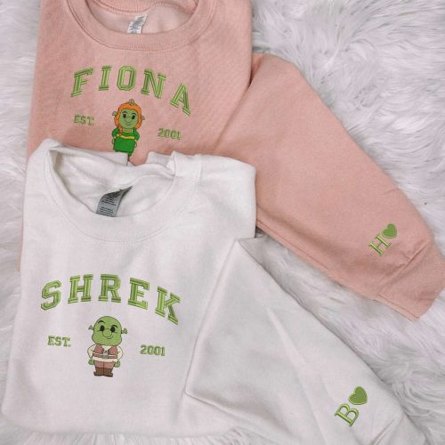 Shrek and Fiona Embroidered Sweater: Trending Cartoon Couple Shirt Perfect Valentine s Gift for Him! EH465-466 H C Shrek and Fiona Embroidered Sweater: Trending Cartoon Couple Shirt Perfect Valentine s Gift for Him! EH465-466 H C