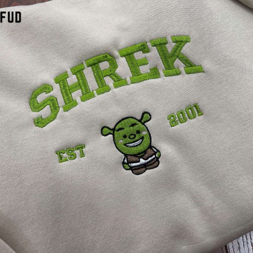Stitch Angel Couple Sweater: Cartoon Embroidered Sweatshirt Trending Crewneck Vintage Shirt & Hoodie Shrek Sweater: Trending Cartoon Embroidered Sweatshirt Vintage Crewneck & Embroidery Hoodie