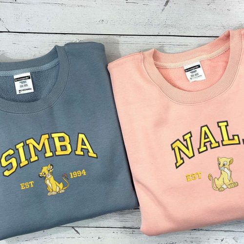 Simba and Nala Couple Sweater: Cartoon Embroidered Sweatshirts Trending Vintage Crewneck & Hoodie ECT027-028 Simba and Nala Couple Sweater: Cartoon Embroidered Sweatshirts Trending Vintage Crewneck & Hoodie ECT027-028
