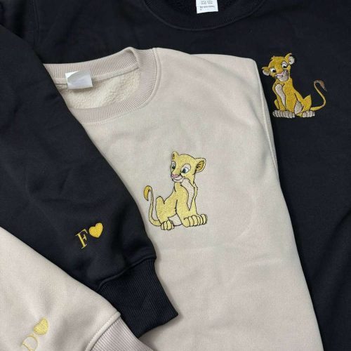 Simba and Nala Embroidered Sweatshirts: Trending Lion King Couple Shirts Perfect Valentine s Day Gift!