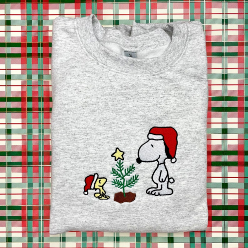 Snoopy and Woodstock Embroidered Crewneck T-Shirt, Sweatshirt for Men Women Shirt