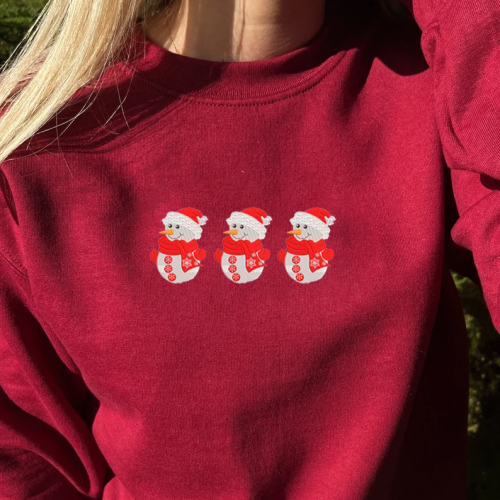 Snowman Christmas Embroidered Crewneck T-Shirt, Sweatshirt for Men Women Sweatshirt, Gift for Men Women