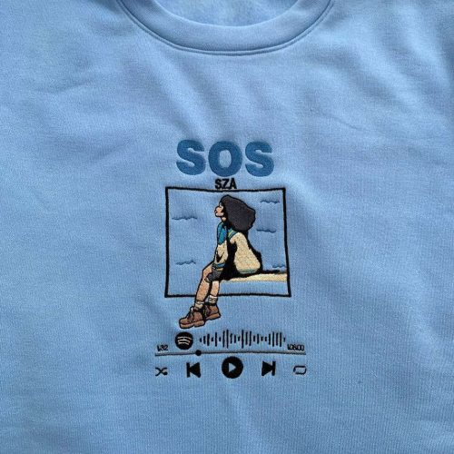 SOS by SZA Album Spotify Embroidered Crewneck T-Shirt, Sweatshirt for Men Women Sweatshirt
