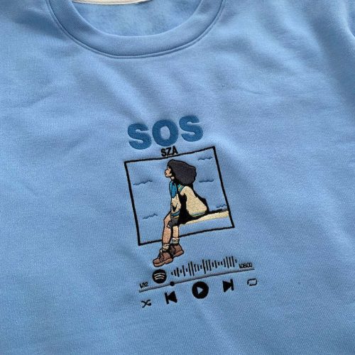 SOS by SZA Album Spotify Embroidered Crewneck T-Shirt, Sweatshirt for Men Women Sweatshirt, Gift for Men Women
