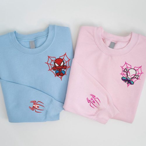 Spider Couple Embroidered Sweater – Trending Cartoon Sweatshirt with Spiderman and Marvel Design ESH073-074 L H C Spider Couple Embroidered Sweater – Trending Cartoon Sweatshirt with Spiderman and Marvel Design ESH073-074 L H C