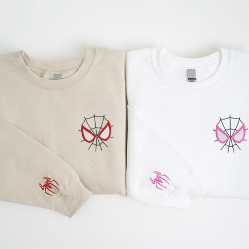 Spider Couple Embroidered Sweater – Trending Valentine Cartoon Sweatshirt Spiderman Crewneck