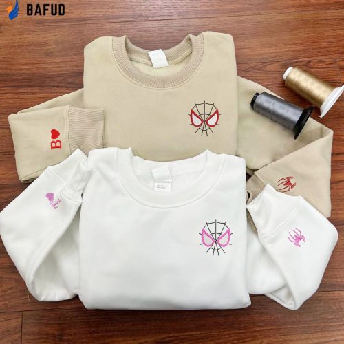 Pooh and Friends Embroidered Sweatshirt – Winnie-the-Pooh Tigger Piglet Eeyore – Cartoon Shirt Perfect Gift For Friends Bear Shirt Spider Couple Embroidered Sweater - Trending Cartoon Sweatshirt for Valentine s Day with Spiderman Design