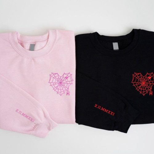 Spider Couple Embroidered Sweater – Trending Cartoon Sweatshirt for Valentine s Day EH500-501 L H C Spider Couple Embroidered Sweater – Trending Cartoon Sweatshirt for Valentine s Day EH500-501 L H C