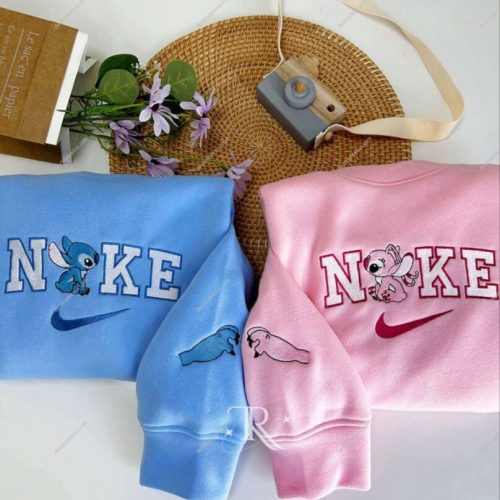 Stitch & Angel – Embroidered Crewneck T-Shirt, Sweatshirt for Men Women Shirt, Gift for Men Women