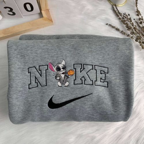 Stitch And Angel As Jack And Sally Matching Halloween Embroidered Crewneck T-Shirt, Sweatshirt for Men Women Shirt, Gift for Men Women Stitch Jack Skellington Embroidered Crewneck T-Shirt, Sweatshirt for Men Women Shirt, Gift for Men Women