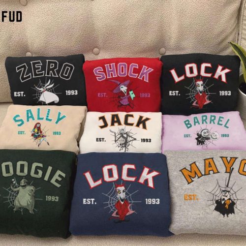 Spooky Nightmare Before Christmas Embroidered Sweatshirt: Perfect Halloween Gift Ghost & Horror Shirt for Family Trip ESH730-737 Spooky Nightmare Before Christmas Embroidered Sweatshirt: Perfect Halloween Gift Ghost & Horror Shirt for Family Trip ESH730-737