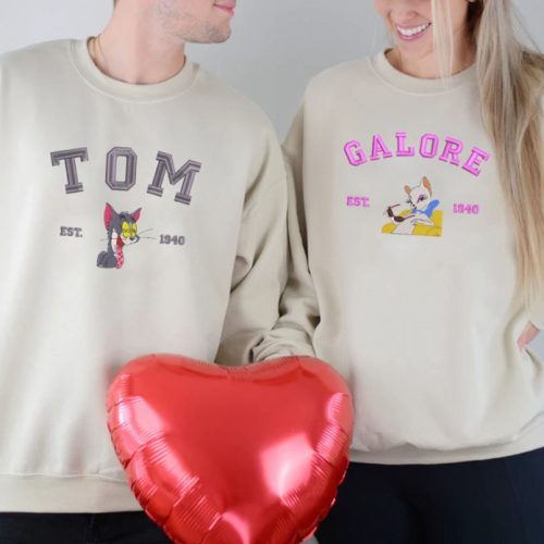 Tom & Galore Embroidered Sweatshirt Valentine Cartoon Shirt – Perfect Tom and Jerry Couple Shirt for Valentine s Day EH370-371 Tom & Galore Embroidered Sweatshirt Valentine Cartoon Shirt – Perfect Tom and Jerry Couple Shirt for Valentine s Day EH370-371