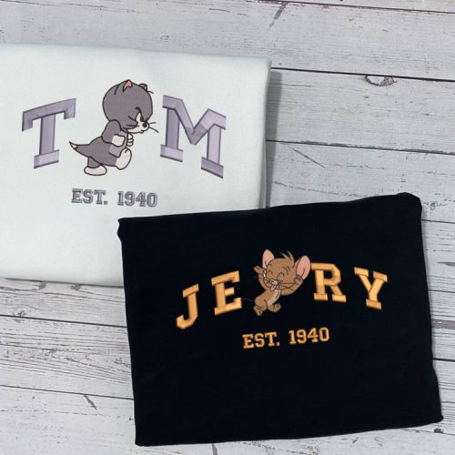Tom & Jerry Embroidered Sweatshirt: Trending Cartoon Crewneck – Perfect Valentine Gift & Christmas Shirt EH470-471 Tom & Jerry Embroidered Sweatshirt: Trending Cartoon Crewneck – Perfect Valentine Gift & Christmas Shirt EH470-471
