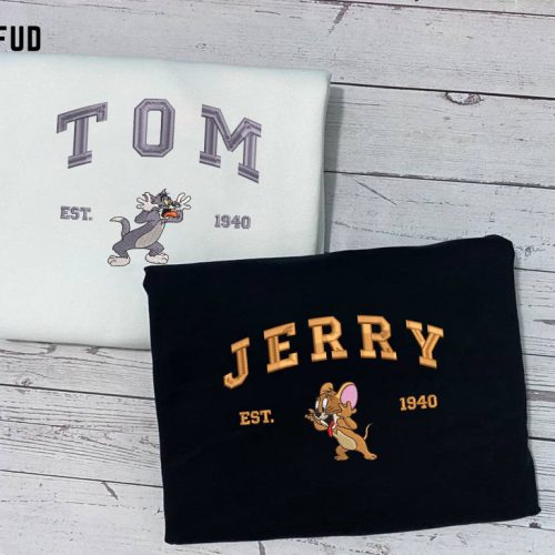 Tom and Jerry Embroidered Sweatshirt – Trending Cartoon Crewneck Vintage Christmas Shirt EH295-296 Tom and Jerry Embroidered Sweatshirt – Trending Cartoon Crewneck Vintage Christmas Shirt EH295-296