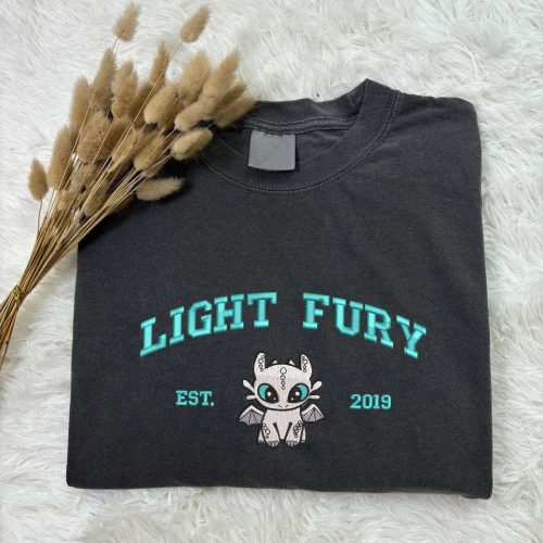 Toothless & Light Fury Dragon Couple Shirt How To Train Your Dragon Tee Embroidered Comfort Colors Couple Gift EH361-362