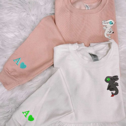 Toothless & Light Fury Embroidered Sweatshirt Dragon Couple Shirt – How To Train Your Dragon Valentine Shirt – EH467-468 L H C Toothless & Light Fury Embroidered Sweatshirt Dragon Couple Shirt – How To Train Your Dragon Valentine Shirt – EH467-468 L H C