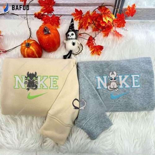 Toothless and Light Fury  Matching Couple Embroidered Crewneck T-Shirt, Sweatshirt for Men Women Shirt, Gift for Men Women