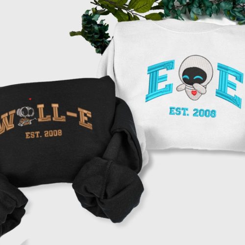 Walle Eve Couple Embroidered Sweater – Trending Cartoon Sweatshirts Vintage Shirt Perfect Valentine Gift EH483-484 H Walle Eve Couple Embroidered Sweater – Trending Cartoon Sweatshirts Vintage Shirt Perfect Valentine Gift EH483-484 H