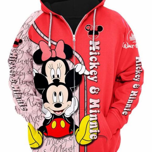 Mickey And Minnie Couple Love 3d Hoodie Zip Hoodie – Shirts Gift for Mickey Fans