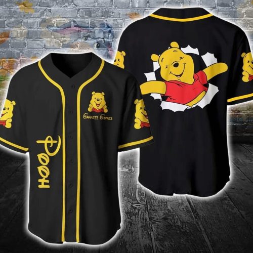 Personalized Winnie The Pooh Baseball Jersey, Winnie The Pooh Baseball Jersey, Custom Name And Number Baseball Jersey, Movie Jersey Shirt