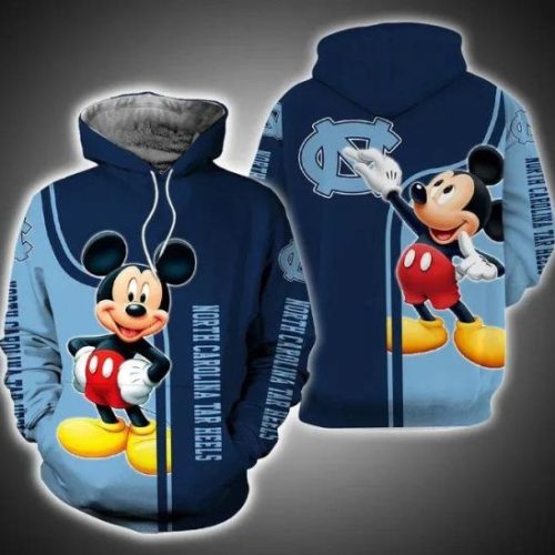 NCAA North Carolina Tar Heels Mickey Mouse Pullover Hoodie AOP Shirt - Shirts Gift for Mickey Fans