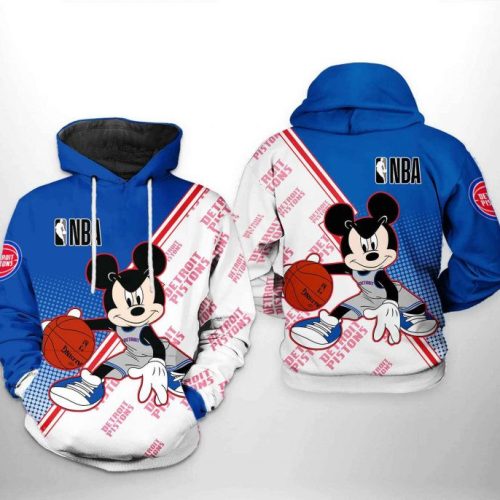 NBA Detroit Pistons Mickey Pullover Hoodie AOP Shirt – Shirts Gift for Mickey Fans