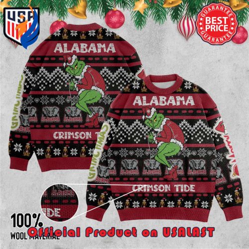 ALABAMA CRIMSON TIDE GRINCH SANTA HAT UGLY CHRISTMAS SWEATER ALABAMA CRIMSON TIDE GRINCH SANTA HAT UGLY CHRISTMAS SWEATER
